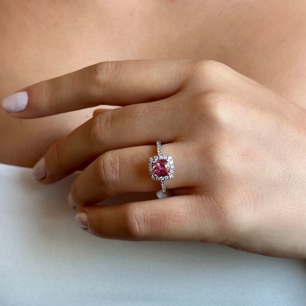 red sapphire white gold ring