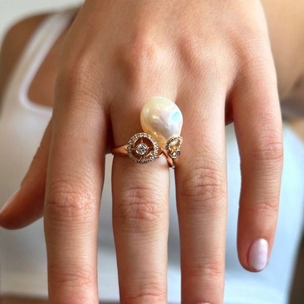 pearl and diamond ring