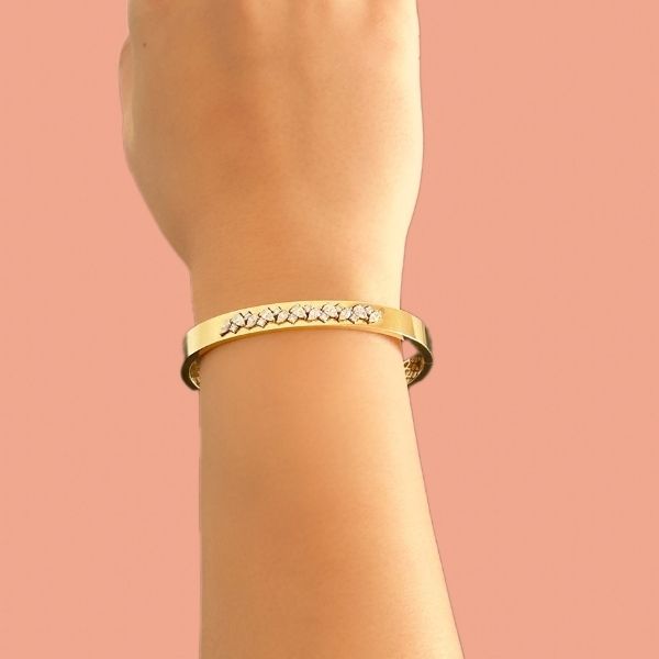 diamond yellow gold bangle