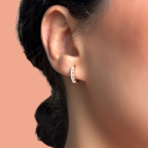 small diamond hoops earrings